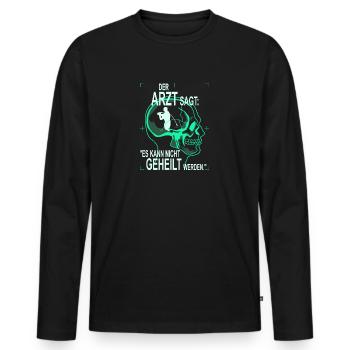Der Arzt sagt... Hornussen - Männer Premium Bio Langarmshirt - Schwarz - Vorne - Nico (187cm)