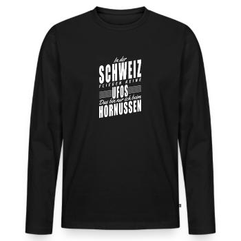 In der Schweiz fliegen keine Ufos 2 - Männer Premium Bio Langarmshirt - Schwarz - Vorne - Nico (187cm)