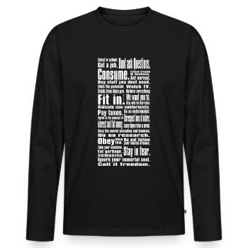 Obéir beaucoup I Say Penseur socio-critique - T-shirt manches longues Premium bio Homme - noir - Devant - Nico (187cm)