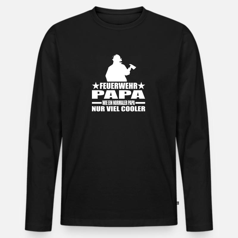 Feuerwehr - Männer Premium Bio Langarmshirt - Schwarz