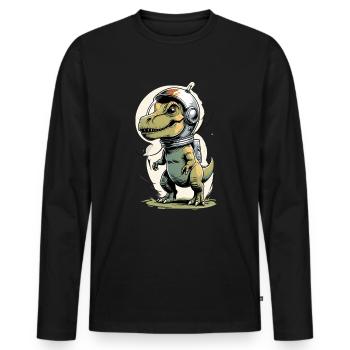 Dino trifft Zukunft Lustiges Astronauten-Design m - Männer Premium Bio Langarmshirt - Schwarz - Vorne - Nico (187cm)