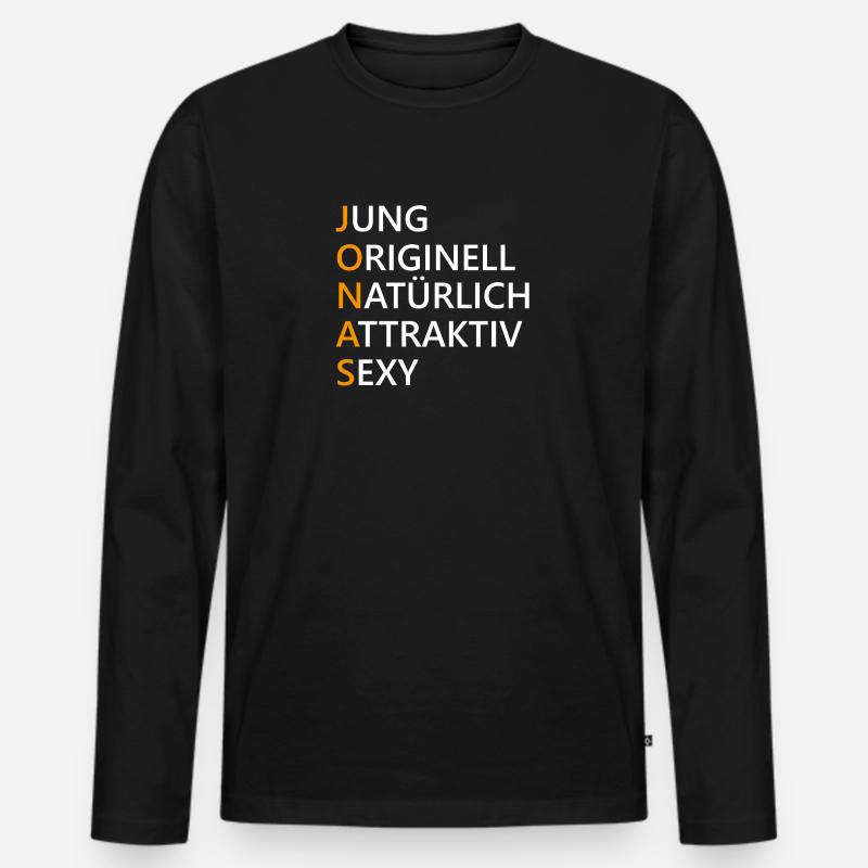 Jonas Name Geschenk - Männer Premium Bio Langarmshirt - Schwarz