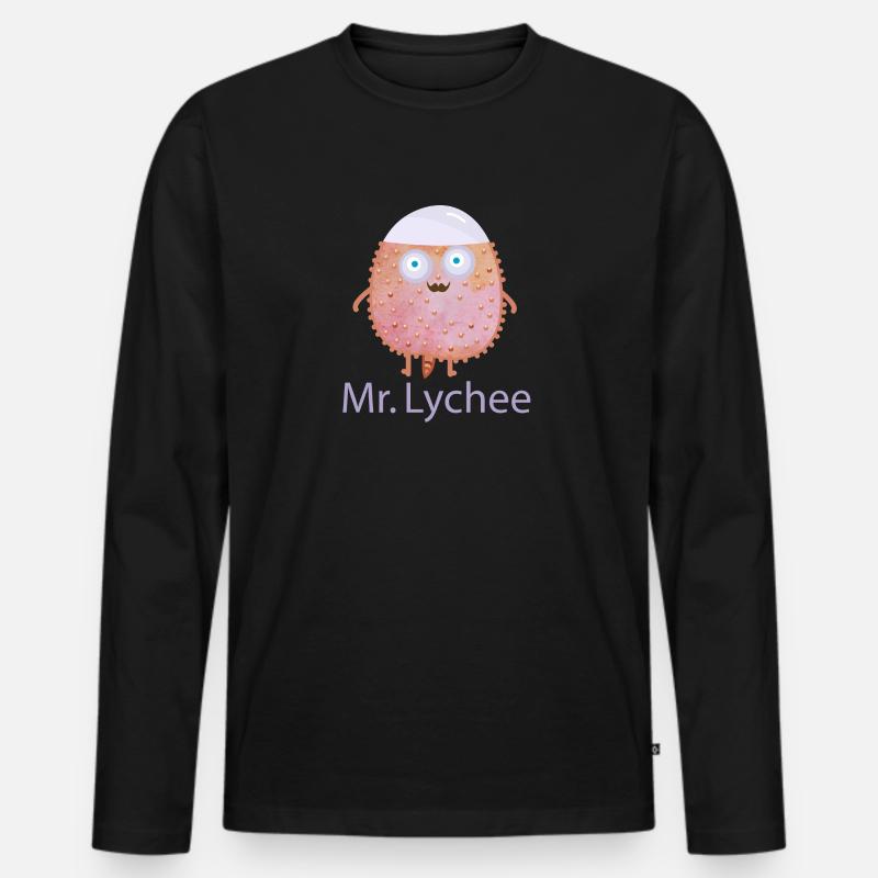 Mr Lychee - Männer Premium Bio Langarmshirt - Schwarz