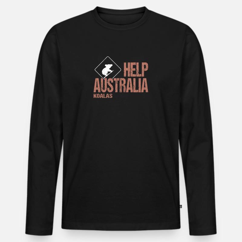 HELP AUSTRALIA KOALAS - Männer Premium Bio Langarmshirt - Schwarz