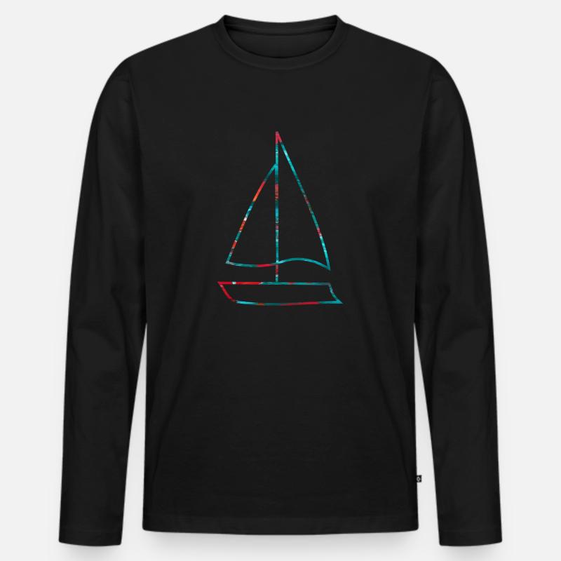 Boot Segelboot - Männer Premium Bio Langarmshirt - Schwarz