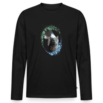 Ivypool Dovewing Taubenflug Efeuseegraue Katze - Männer Premium Bio Langarmshirt - Schwarz - Vorne - Nico (187cm)
