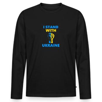 Ukraine - Männer Premium Bio Langarmshirt - Schwarz - Vorne - Nico (187cm)