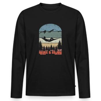 Détendez-vous et profitez - T-shirt manches longues Premium bio Homme - noir - Devant - Nico (187cm)
