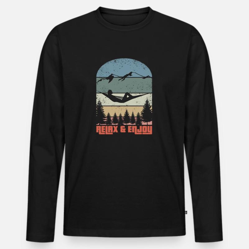 Relax & Enjoy - Männer Premium Bio Langarmshirt - Schwarz
