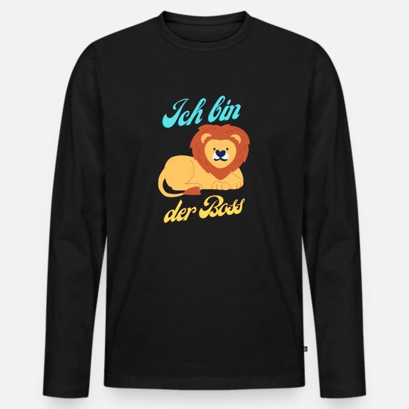 Alphalöwe "Der Boss" - Männer Premium Bio Langarmshirt - Schwarz