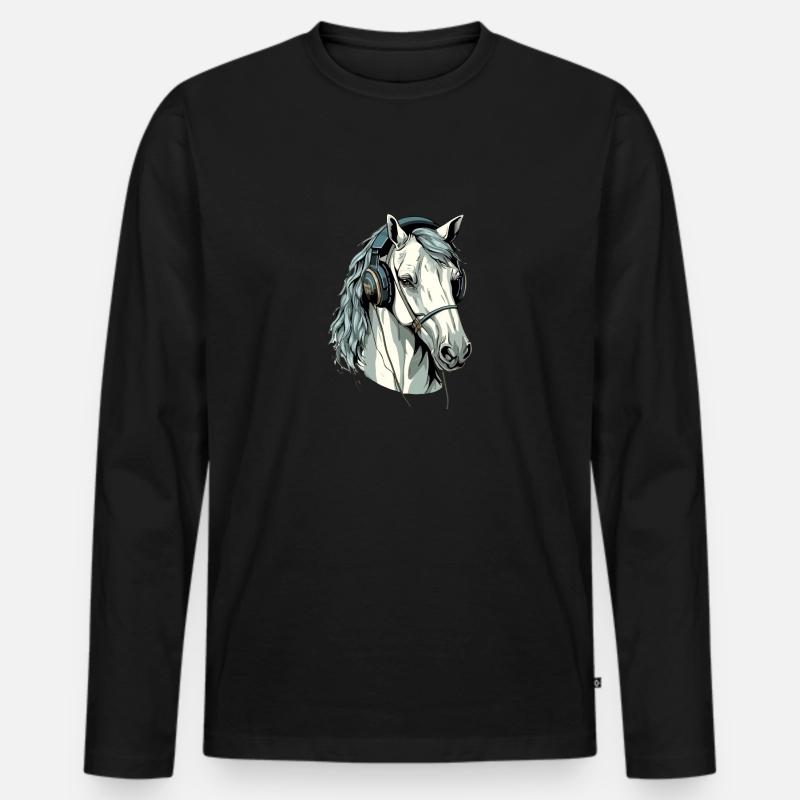 Hapo, das audiophile Pferd - Männer Premium Bio Langarmshirt - Schwarz