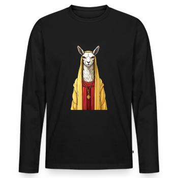 Christian Christianity Lama - Men's Premium Organic Long Sleeve Shirt - black - Front - Nico (187cm)