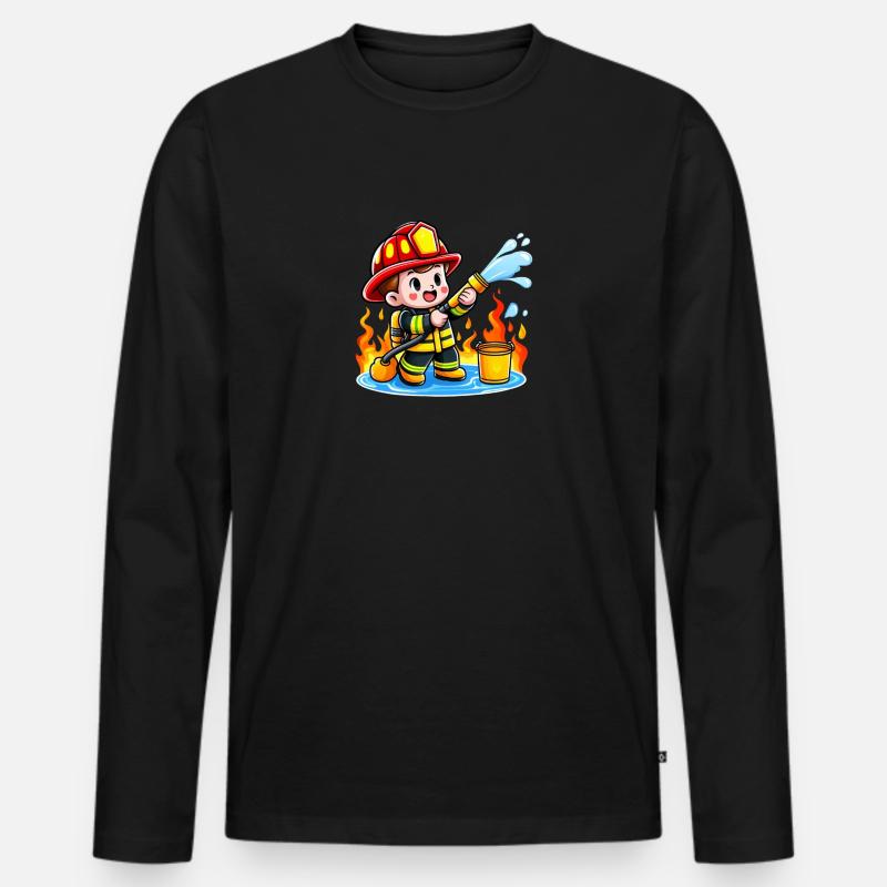 Firehero kid - Männer Premium Bio Langarmshirt - Schwarz