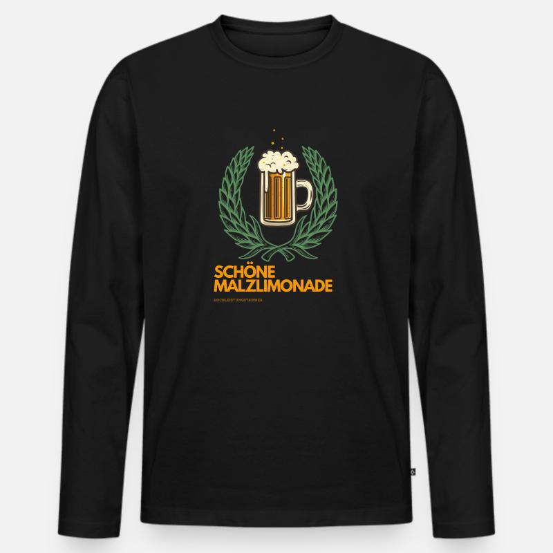 Lustiger Bier Spruch Design - Männer Premium Bio Langarmshirt - Schwarz
