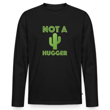 Pas de câlin | Câlin, cactus, dictons amusants - T-shirt manches longues Premium bio Homme - noir - Devant - Nico (187cm)