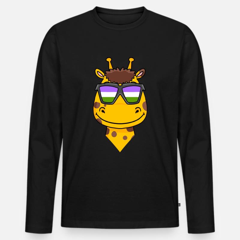 Genderqueer Giraffe - Männer Premium Bio Langarmshirt - Schwarz