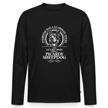 PICARDIE BERGER Ange Gardien Chien Disant Chiens - T-shirt manches longues Premium bio Homme - noir - Devant - Nico (187cm)