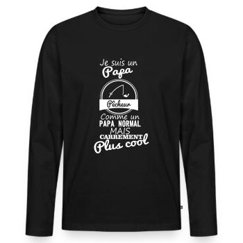 Papa pêcheur - pêche - père - T-shirt manches longues Premium bio Homme - noir - Devant - Nico (187cm)