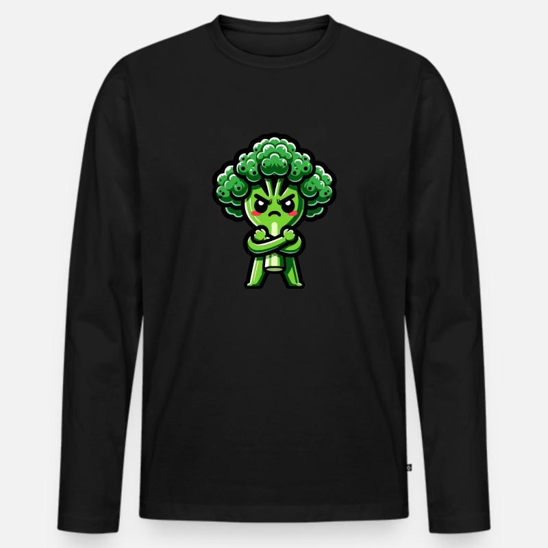 Wütender Brokkoli - Männer Premium Bio Langarmshirt - Schwarz