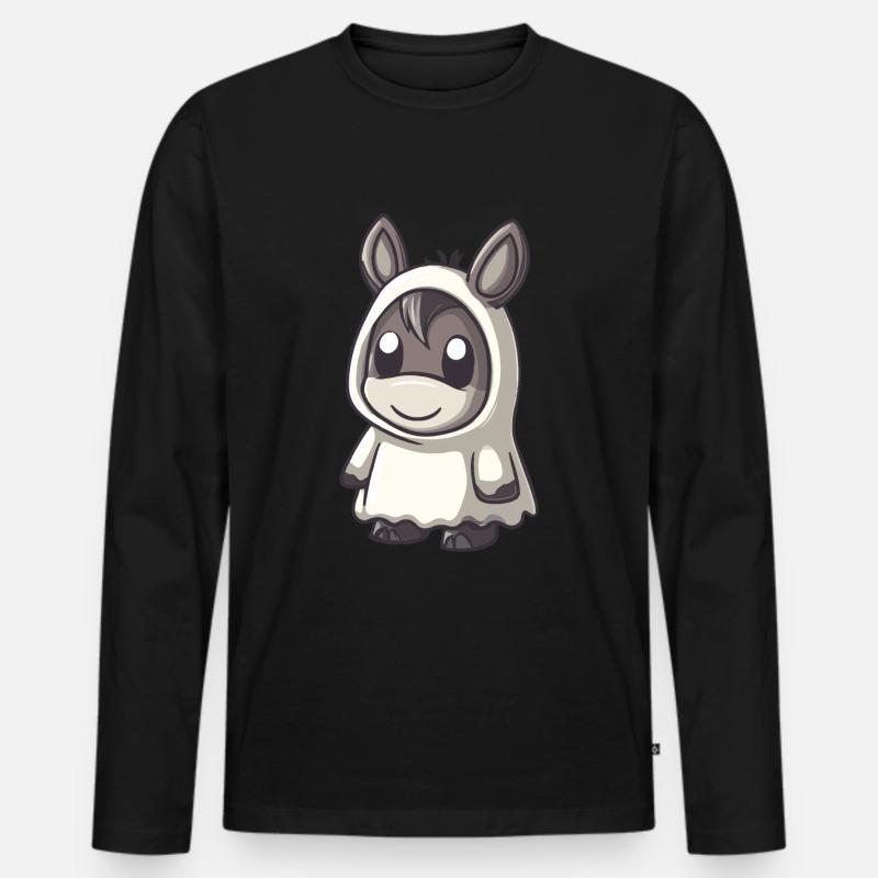 Esel Halloween Comic Geist - Männer Premium Bio Langarmshirt - Schwarz
