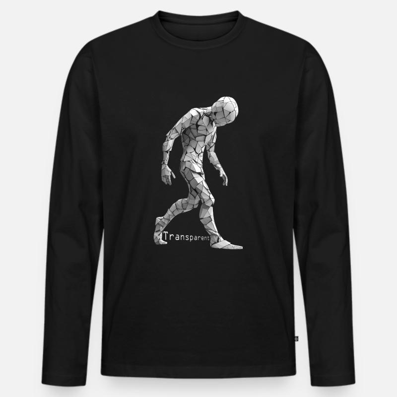 Transparent - Mobbing Stoppen - Männer Premium Bio Langarmshirt - Schwarz
