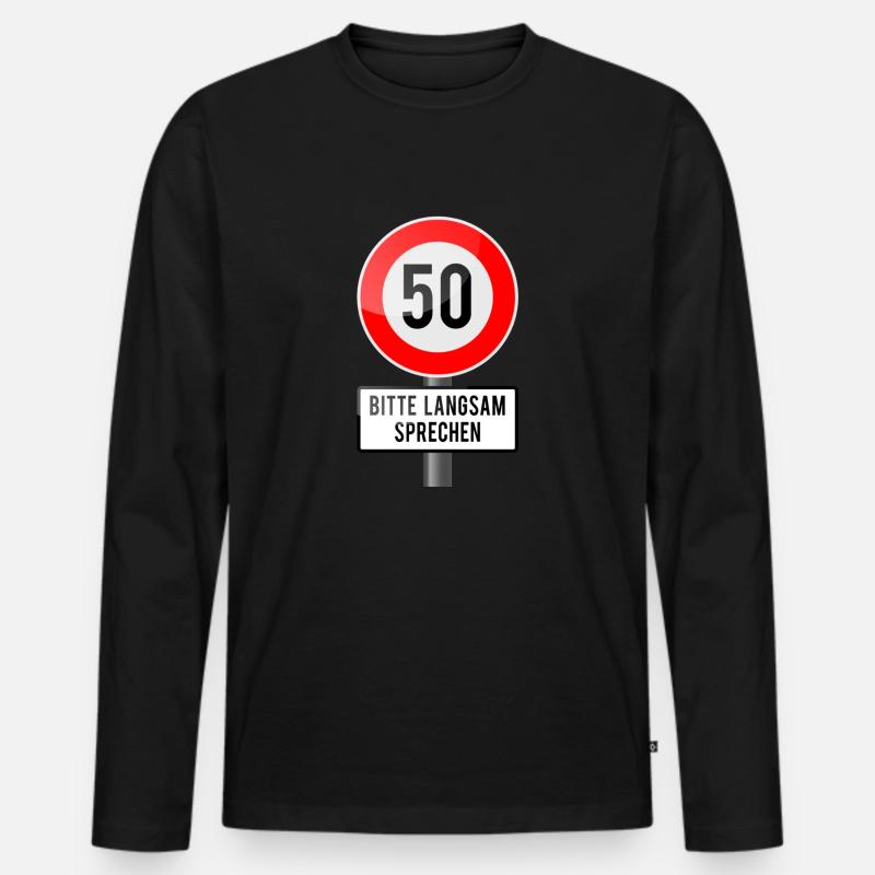50 Jahre Schild langsam - Männer Premium Bio Langarmshirt - Schwarz