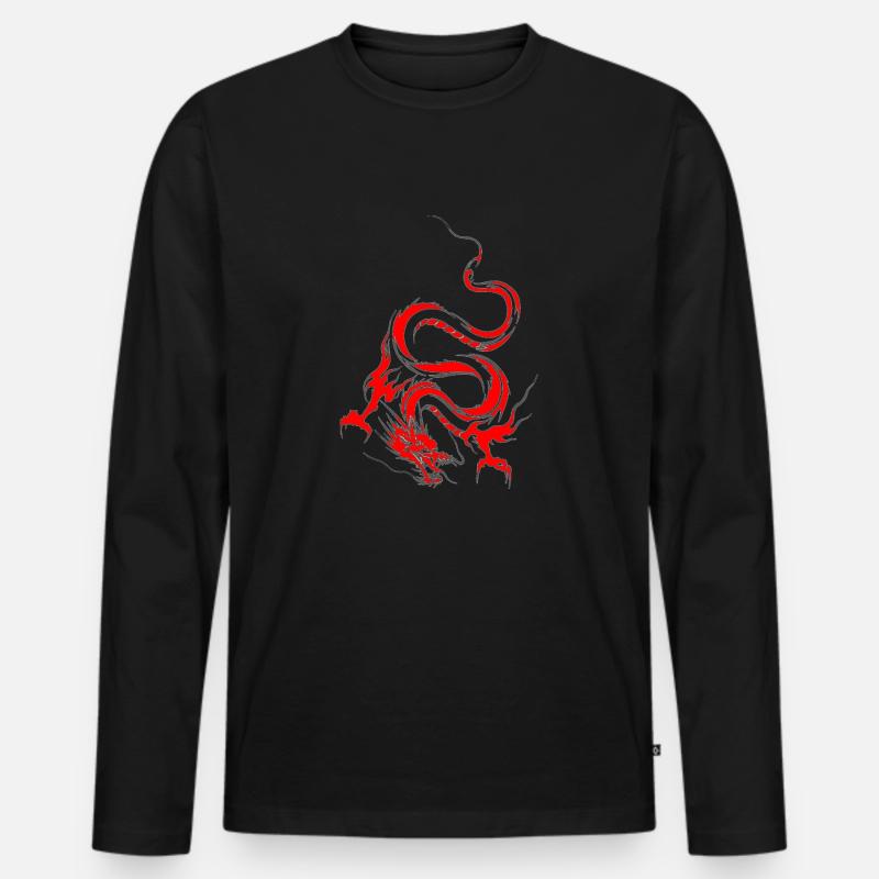 dragon_rouge - Männer Premium Bio Langarmshirt - Schwarz