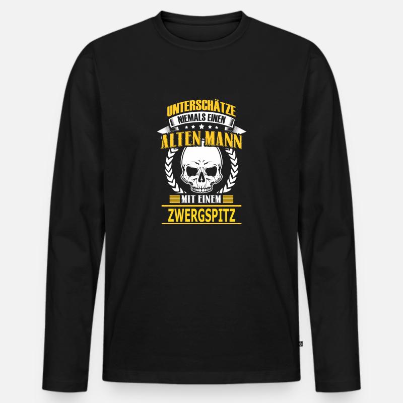 ZWERGSPITZ - Männer Premium Bio Langarmshirt - Schwarz