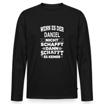 DANIEL - Männer Premium Bio Langarmshirt - Schwarz - Vorne - Nico (187cm)