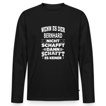 BERNHARD - Männer Premium Bio Langarmshirt - Schwarz - Vorne - Nico (187cm)