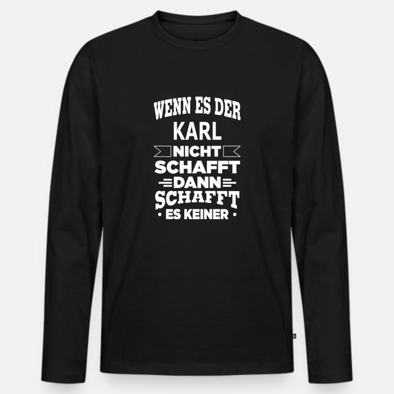 KARL - Männer Premium Bio Langarmshirt - Schwarz