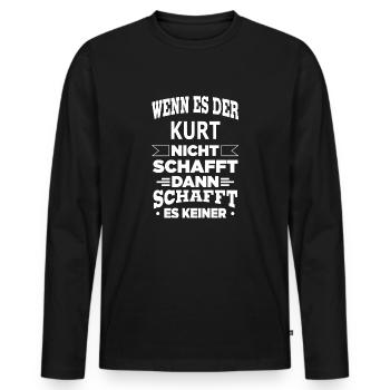 KURT - Männer Premium Bio Langarmshirt - Schwarz - Vorne - Nico (187cm)