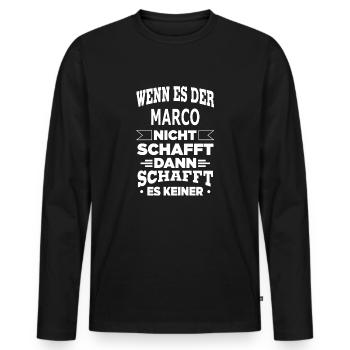 MARCO - Männer Premium Bio Langarmshirt - Schwarz - Vorne - Nico (187cm)