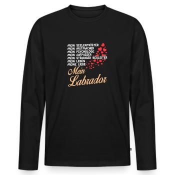 Labrador - Mein - Männer Premium Bio Langarmshirt - Schwarz - Vorne - Nico (187cm)