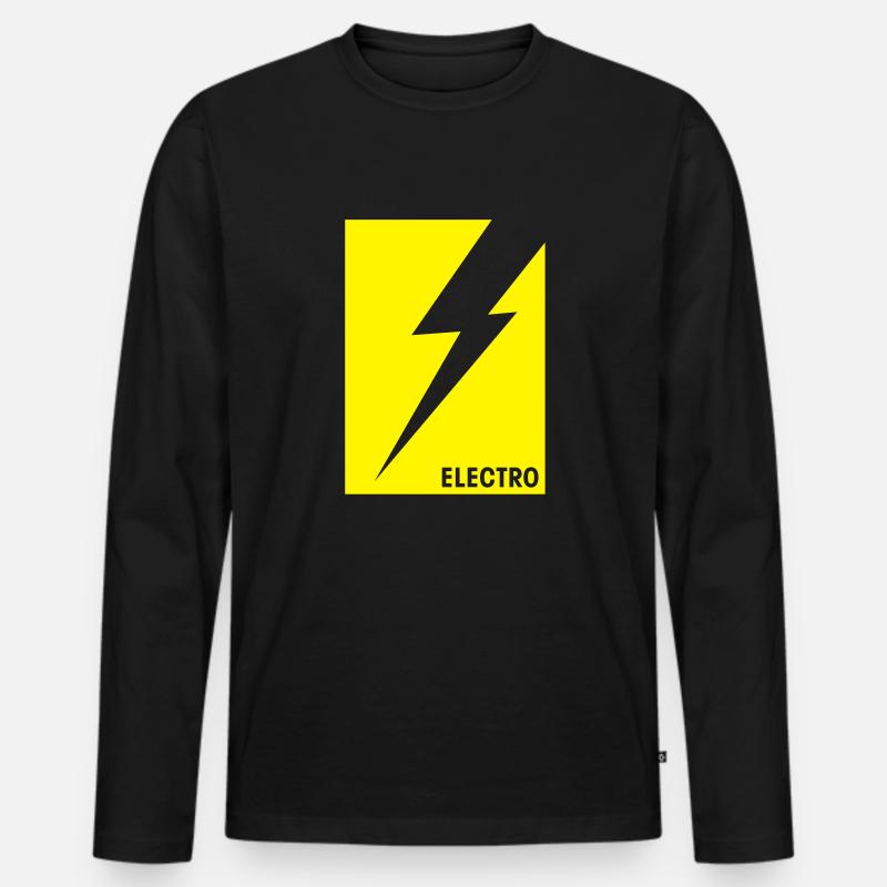 electro - Männer Premium Bio Langarmshirt - Schwarz