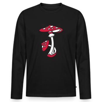 Fliegenpilz, Pilze, Magic Mushrooms, Psychedelic - Männer Premium Bio Langarmshirt - Schwarz - Vorne - Nico (187cm)