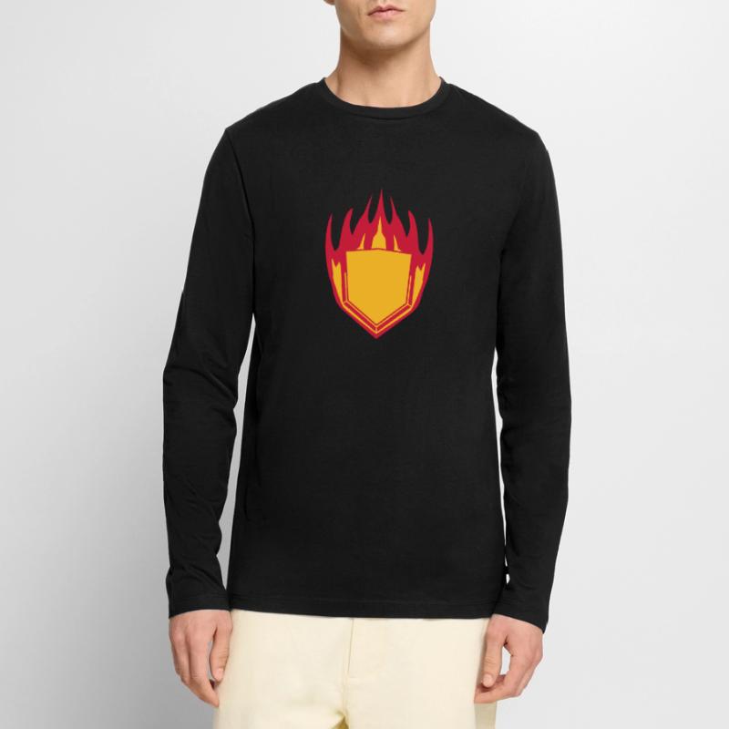 hot fire flames angular shield emblem emblem frame Men's Premium Organic Long Sleeve Shirt
