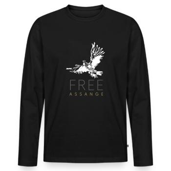 Libérez Assange Freedom pour Julian Assange Pigeon - T-shirt manches longues Premium bio Homme - noir - Devant - Nico (187cm)