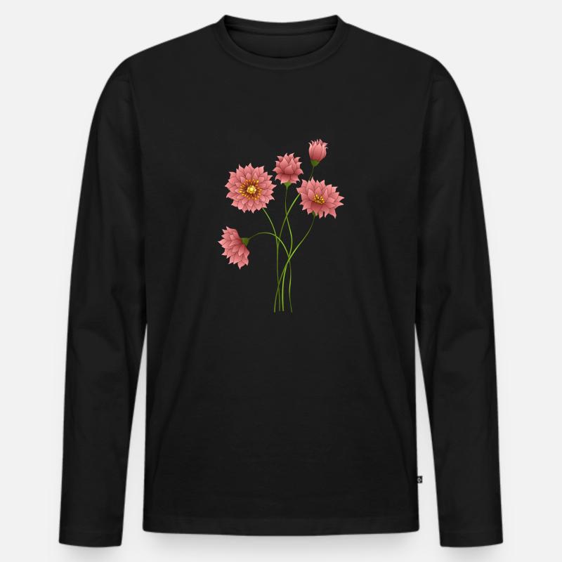 Blumen - Männer Premium Bio Langarmshirt - Schwarz