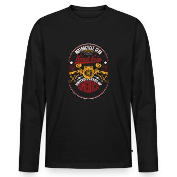 Road Trip Motorcycle - Men's Premium Organic Long Sleeve Shirt - black - Front - Nico (187cm)