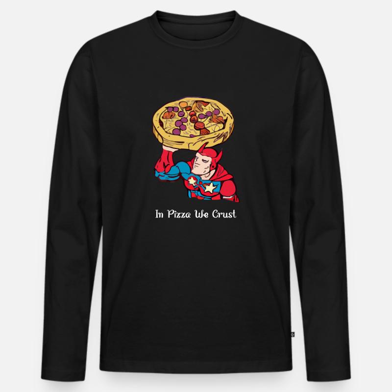 In der Pizza krusten wir - Männer Premium Bio Langarmshirt - Schwarz