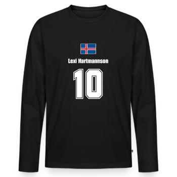 Island Trikot Nr.10 - Männer Premium Bio Langarmshirt - Schwarz - Vorne - Nico (187cm)