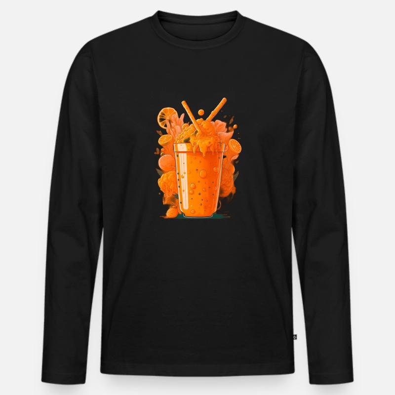 Orange Cocktail - Männer Premium Bio Langarmshirt - Schwarz