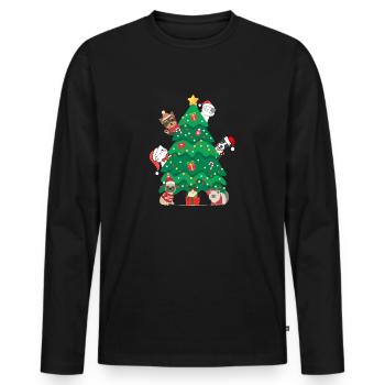 Cats and dogs Christmas - Men's Premium Organic Long Sleeve Shirt - black - Front - Nico (187cm)