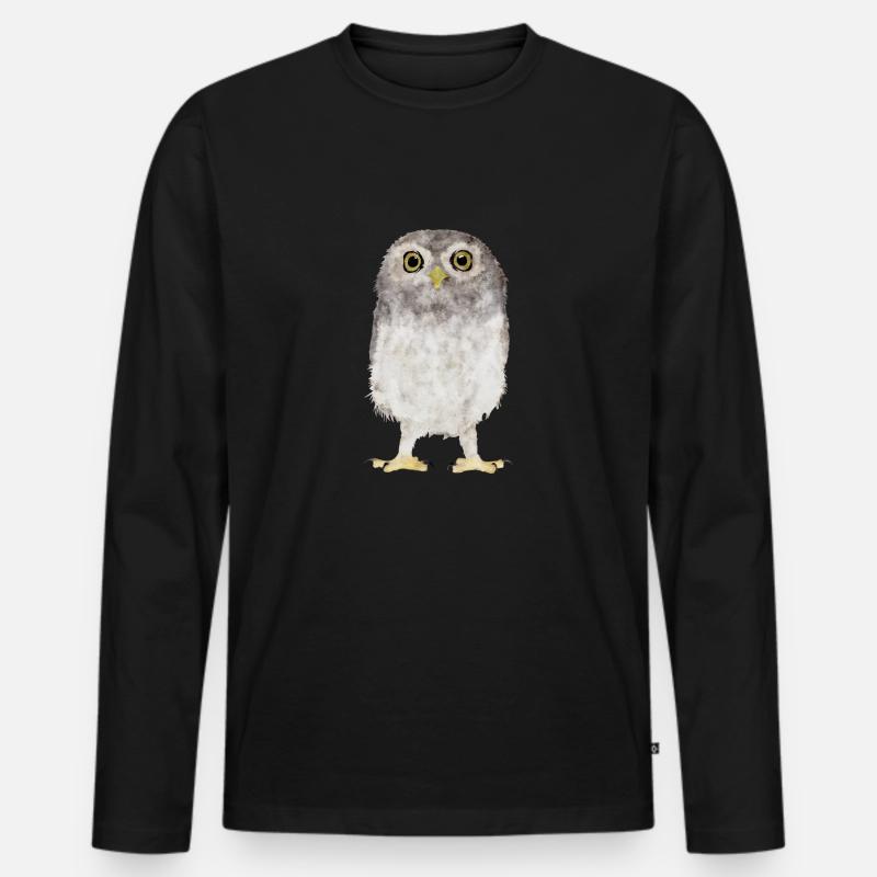 Eule - Männer Premium Bio Langarmshirt - Schwarz