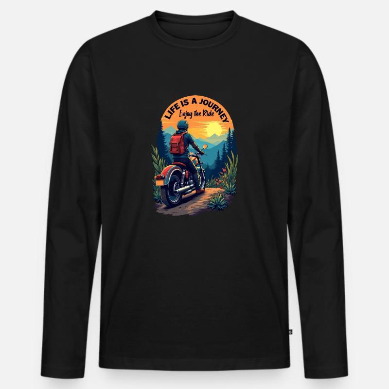 Genießen Sie die Fahrt - Männer Premium Bio Langarmshirt - Schwarz