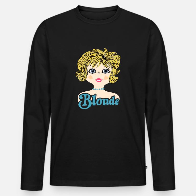 Retro Illustration Blonde - Männer Premium Bio Langarmshirt - Schwarz