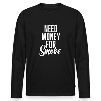 Besoin d’argent pour fumer - T-shirt manches longues Premium bio Homme - noir - Devant - Nico (187cm)