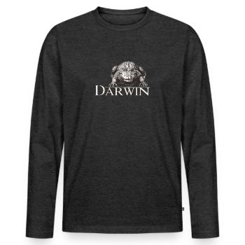 Darwin Aligator - T-shirt manches longues Premium bio Homme - anthracite chiné - Devant - Nico (187cm)
