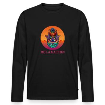 Talisman Hand of Hamsa Yoga Meditation Hindu - Männer Premium Bio Langarmshirt - Schwarz - Vorne - Nico (187cm)